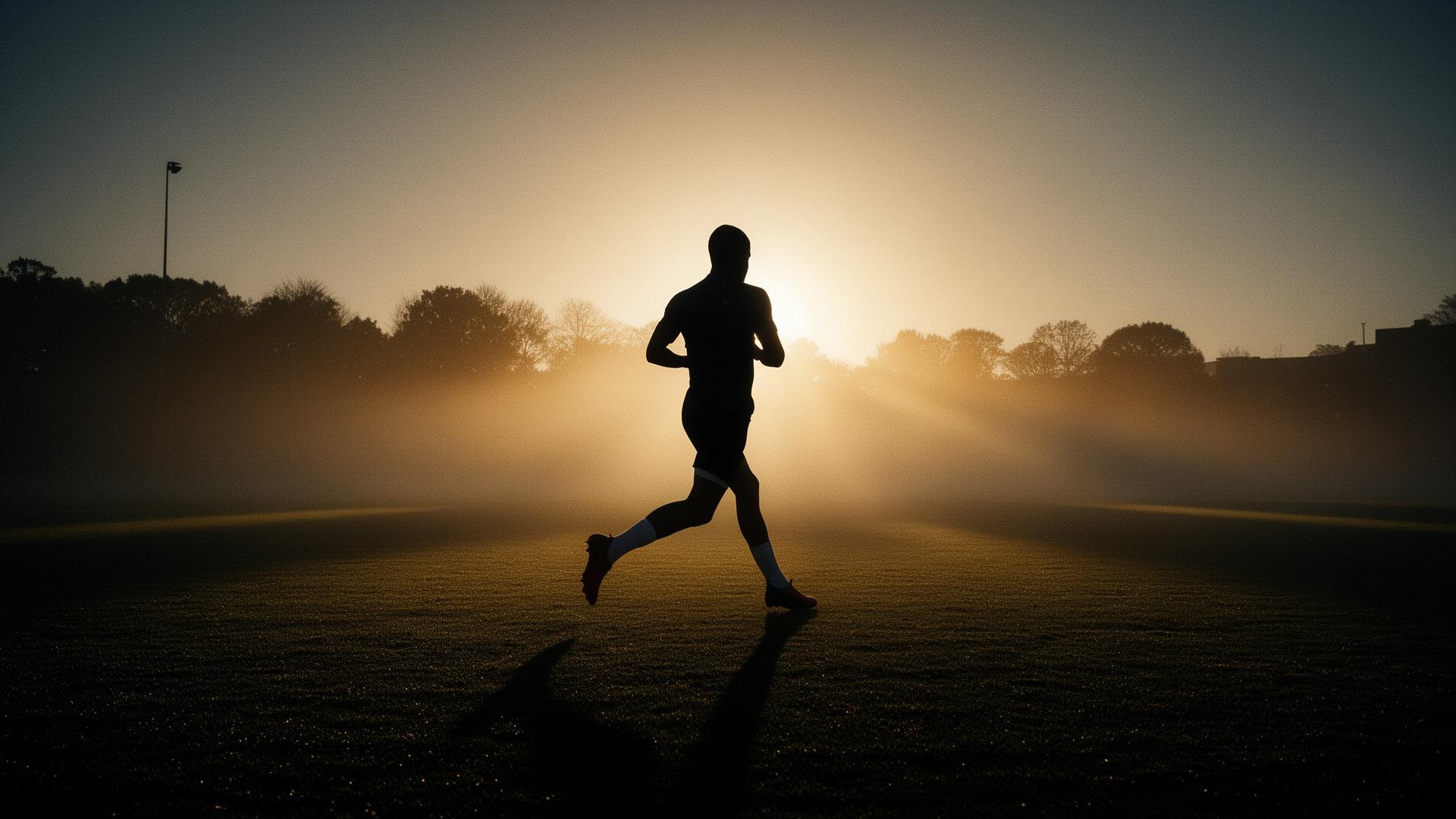 Athlete training at dawn